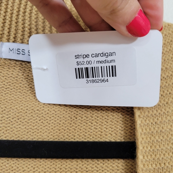Miss Sparkling Tan Striped Cardigan - Picture 6 of 8